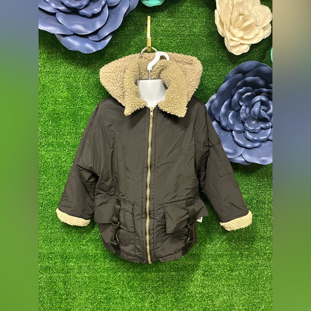 Corky And Company Black Fuzzy Hooded Coat Size 4